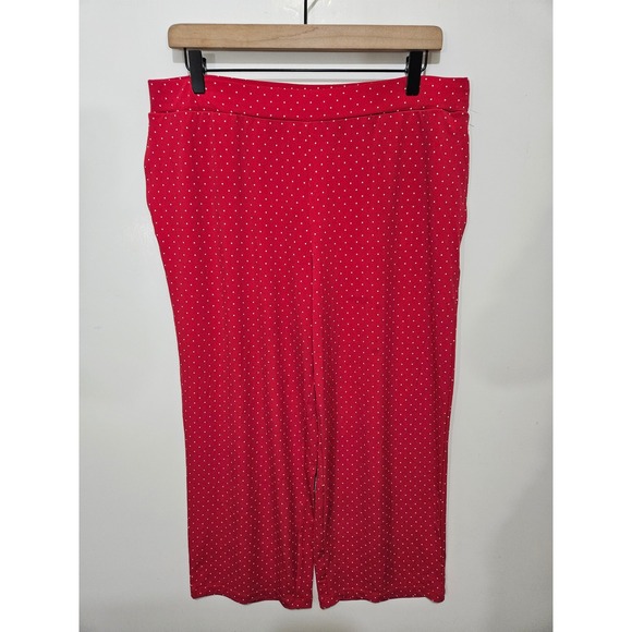 Susan Graver Pants - Susan Graver Red Polka Dot Liquid Knit Crop Pants Womens MP Petite Pockets